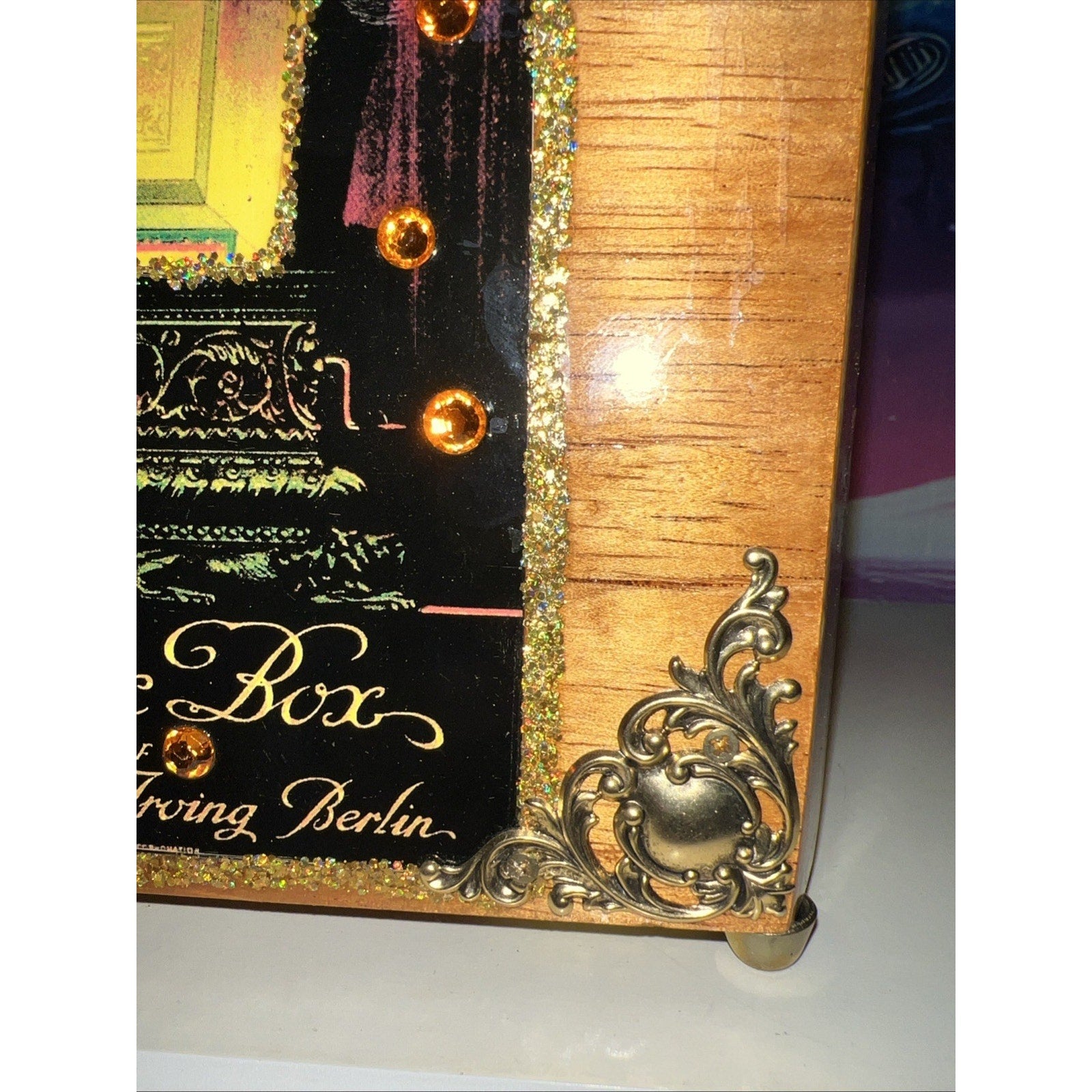 Cigar Box Purse Dominican Republic The Music Box Beaded Handle Mirror Vintage