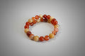 Carnelian and Yellow Aventurine Handmade Memory Wire Wrap Bracelet
