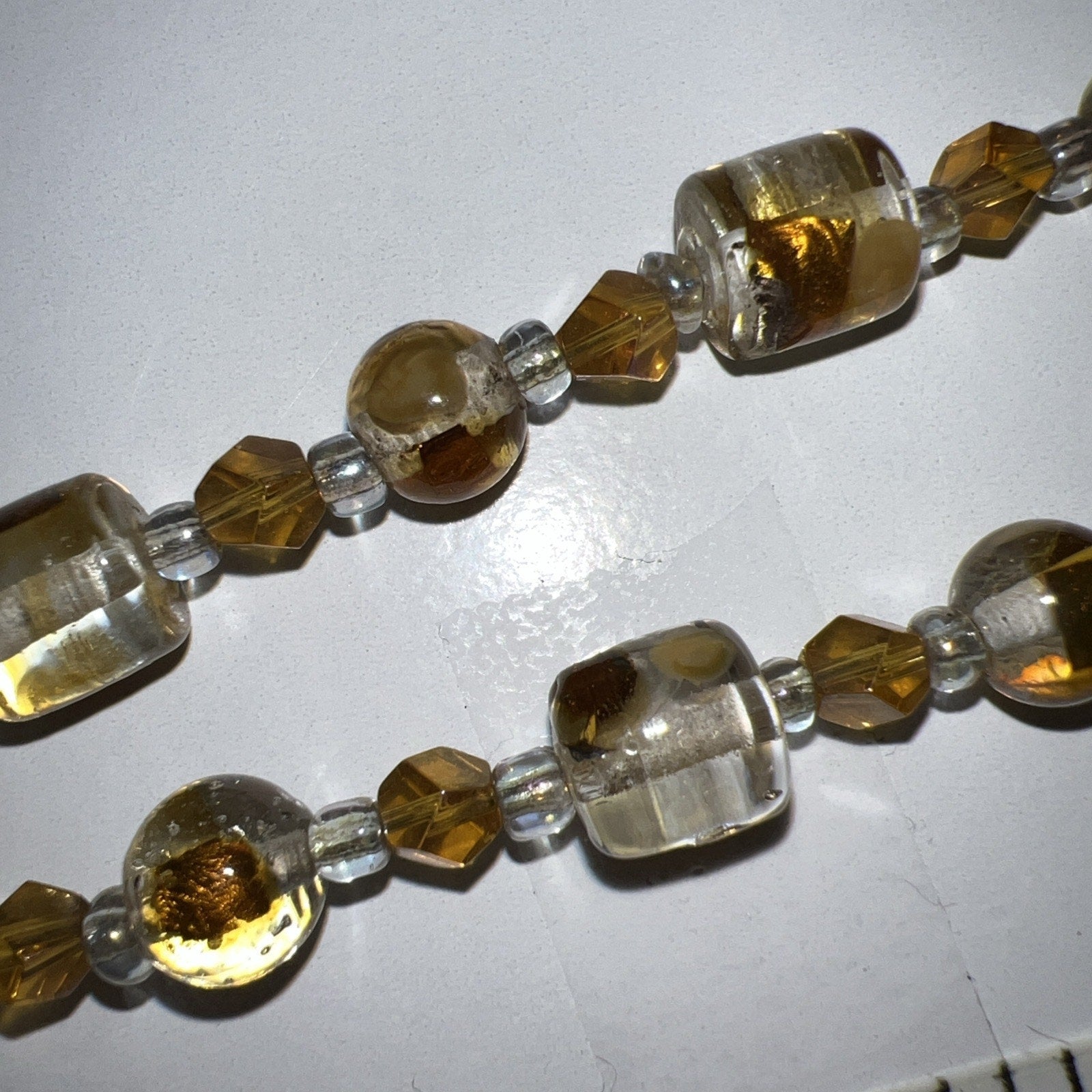 BEAUTIFUL Ammonite FOSSIL Shell Agate Pendant Glass Beaded Necklace VINTAGE