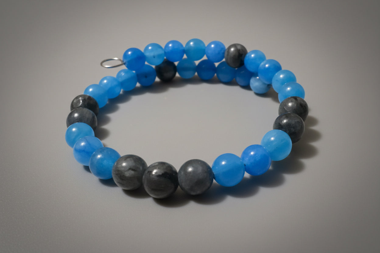 Kyanite and Labradorite Memory Wire Handcrafted Wrap Bracelet