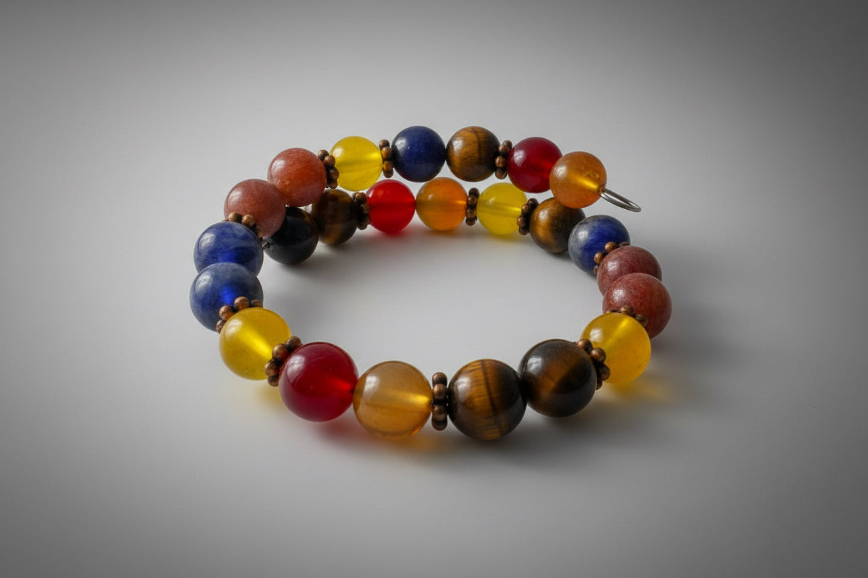 Sunstone, Citrine, Carnelian, Sodalite, Tigers Eye Gemstone Stone Handmade Bracelet